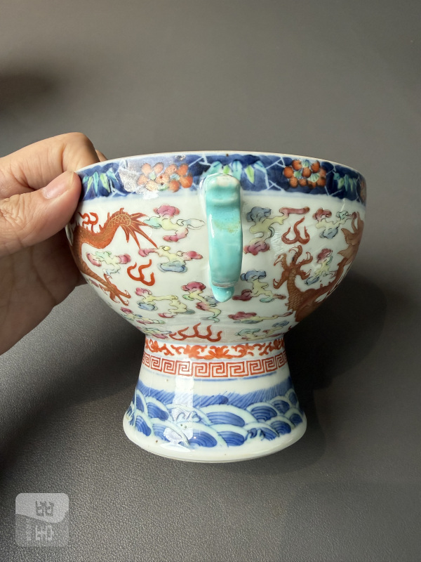 清光绪 青花粉彩云龙纹暖锅一对 - 图11